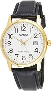 Casio Mens Quartz Watch, Analog Display and Leather Strap MTP-V002GL-7B2UDF
