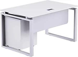 Mahmayi Carre 5112 Modern Workstation Desk - Back Painted Glass Contemporary Look Office Table - White-W120Cms X D75Cms X H75Cms (White)