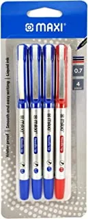 MAXI ROLLER PEN 0.7MM NEEDLE TIP BLISTER OF 4PC (2 BLUE + 1 BLACK + 1 RED)