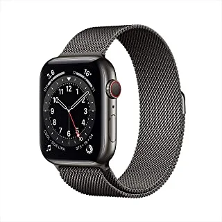 Apple Watch Series 6 Gps + Cellular ، هيكل 40 مم من الفولاذ المقاوم للصدأ من الجرافيت مع حلقة من الجرافيت ميلانيز