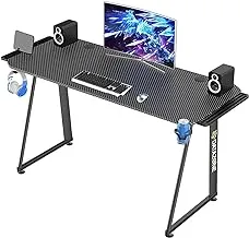 Datazone Gaming desk professional table, workstation home office computer with large carbon fiber surface, cup holder, headphone hook and cable clamp, black, by Black Medium size 153cm,GT-201B