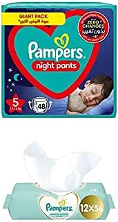Pampers Baby-Dry Night, Size 5, 192 Diaper Pants + 672 Sensitive Protect Wet Wipes