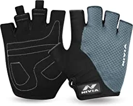 Nivia Men Coral Micro Gym Gloves (Black/Grey, Size - Medium) | Material - Polyster | Weight Lifting Gloves | Exercise Gloves | Fingerless Grip Gloves | Fitness Gloves | Waterproof Gloves