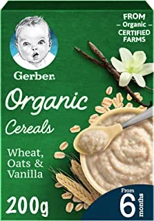 Gerber Organic Infant Cereals Wheat, Oats & Vanilla, 200G