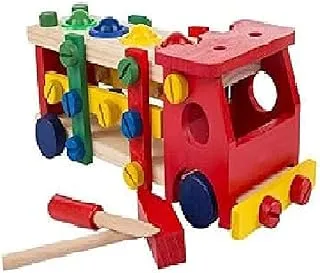 Wooden Car Set Building Blocks Toy Balls Pounding Bench With Mallet Wood Truck Setdismounting Truck