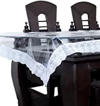 Kuber Industries PVC 6 Seater Transparent Dining Table Cover - Silver