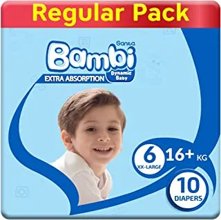 Sanita Bambi Baby Diapers Regular Pack Size 6, Xx-Large, 16+ Kg, 10 Count