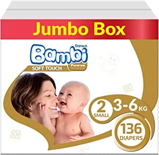 Sanita Bambi, Size 2, Small, 3-6 Kg, Jumbo Box, 136 Diapers