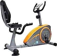 SKY LAND Fitness Recumbent Exercise Bike With Digital Monitor - Em-1536 For Indoor Cycling Exercise, Orange Grey