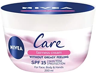 NIVEA Even Tone Cream, Care Fairness Prevents Skin Darkening, SPF 15, Jar 200ml