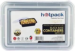 Hotpack Microwaveable Rectangular Black Base Meal Prep Container With Clear Lid, Lunch Boxes 38 Oz 5 Pieces ' 5 Units
