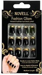 Novell Fashion Nails Set of 24 Pieces, Gold Black