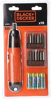 BLACK+DECKER Battery Powered Cordless Screwdriver, Red/Black, A7073XJ,