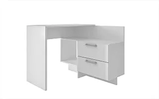 BRV Moveis Computer Desk With Two Drawers and Storage Compartment, White - H 76.5 cm x W 94.5 cm x D 93 cm