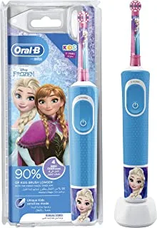 Oral-B Vitality D100 Rechargeable Kids (3+ Years) Tooth BRush Disney Frozen, White/Sky Blue With Uae 3 Pin Plug, 1 Count