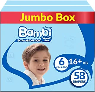 Sanita Bambi, Size 6, XXL, 16+ kg, Jumbo Box, 58 Diapers