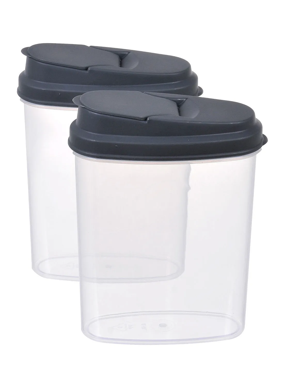 Amal 2 Piece Plastic Food Container Set - Easy Pour Lids - Food Storage Box - Storage Boxes - Kitchen Cabinet Organizers - Grey