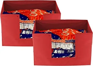 Kuber Industries Dresser Drawer Organizer Box|Clothes Organizer|Closet Storage Organizer|Foldable Cloth Storage Box|Set Of 2 (Red)