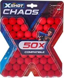 X-Shot Chaos Dart Balls With Refill, Multi-Colour, 36327, Pack Of 50