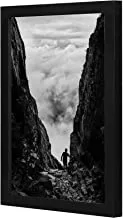 LOWHA Man Walking Between Two Cliff Wall art wooden frame Black color 23x33cm By LOWHA