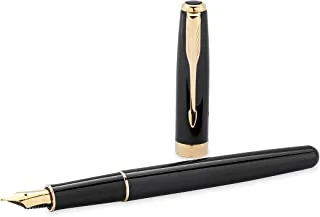 Parker Sonnet Deep Black Lacquer Finish With Gold Trim| Medium 23K Solid Nib| Fountain Pen|Gift Box|2900, S0808710