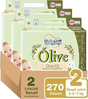 BabyJoy Olive Tape Diaper, Size 2, Small, 3.5-7 Kg, Giant Pack, 270 Diapers