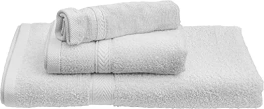 Deyarco - Princess- 3 Pcs Towel Set, 100% Cotton Terry Ringspun, Fast Absorbent, Quick Dry - Bath Towel 70 x 140 cm, Hand Towel 40 x 70cm, Face Towel 30 x 30 cm, White