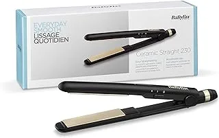 BaByliss Hair Straightener, Up to 230°, 2 Heat Settings, Ceramic Coated Plates, Multi Voltage, Auto Shut Off, ST089SDE, Black