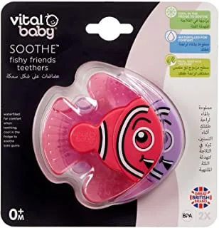 Vital Baby Soothe Fishy Friends Teethers, Assorted Colors, 2 Pieces