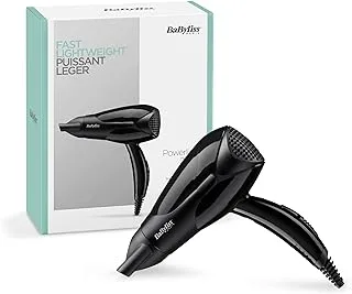 BaByliss Hair Dryer with Control Concentrator Nozzle - 2000W Ionic Technology Professional Hair Styling Tool with 2 Speed Settings, 2 Heat Settings, Cool Shot, Portable for Travel, Black - D212SDE