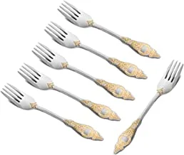 Soleter Stainless Steel Cake Fork With Mirror & Gold Polish | 6 Pieces Fruit Forks | Dessert Pastry Salad Forks For Home- Office- Dessert Shop And Party