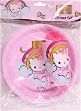 Plastic Dinner Set of Fork, Spoon, Glass and Plate-Hello Kitty