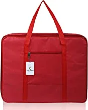 Kuber Industries Rexine Jumbo Underbed Moisture Proof Storage Bag With Zipper Closure And Handle (Red)-Kubmart2950