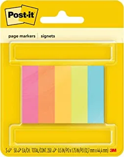 Post-it Page Markers 0.5 x 1.75 in (12.7 x 44.4 mm) Assorted colors, 5 colors/pack | Mark, Highlight, Color Code | No damage | Page Markers | Book Tabs | Small Sticky Notes