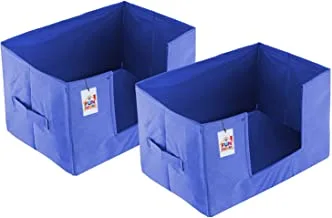 Fun Homes 2 Pieces Large Capacity Space Saver Closet, Stackable And Foldable Saree, Clothes Storage Bag, Non-Woven Rectangle Cloth Saree Stacker Wardrobe Organizer (Royal Blue) (Fun0554)
