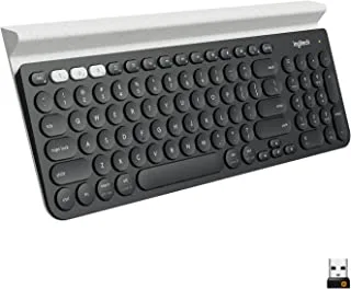 Logitech K780 Multi-Device Wireless Keyboard For Windows, Apple, Android Or Chrome, Wireless 2.4Ghz And Bluetooth, Quiet, Pc/Mac/Laptop/Smartphone/Tablet - Dark Grey/White