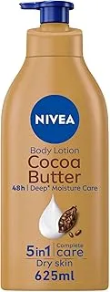 NIVEA Body Lotion Moisturizer for Dry Skin, 48h Moisture Care, Cocoa Butter Vitamin E, 625ml