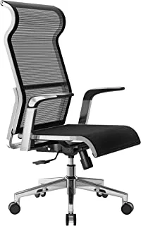 كرسي مكتب مريح SIHOO كرسي مكتب الكمبيوتر ، مسند رأس كبير عالي الظهر كرسي شبكي بتصميم معدني ، كرسي مهام دوار قابل للتعديل （أسود）