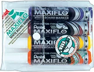 Pentel Maxiflo Wb Marker Chl Wlt, 4 Pcs, Pe-Mwl6-04L, Multicolor