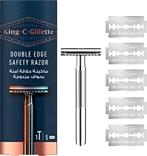 King C. Gillette Men’s Double Edge Safety Razor with Gillette’s Best Platinum Coated Double Edge Blades and Classic Inspired Chrome Plated Handle