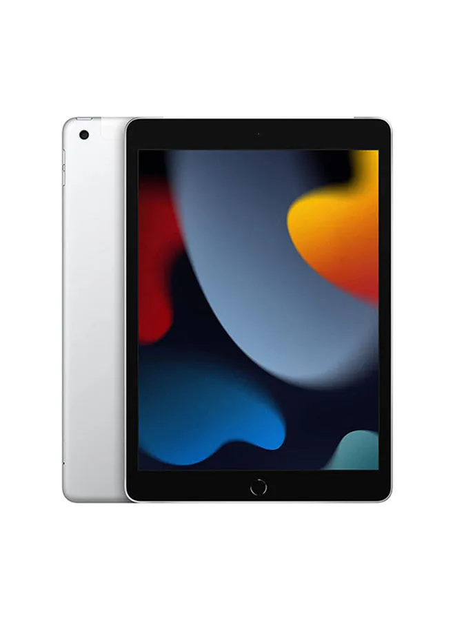 Apple iPad 2021 (9th Generation) 10.2-Inch, 64GB, WiFi, 4G LTE, Silver With Facetime - Middle East Version