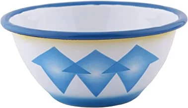 Al Saif Enamelware Iron Footed Bowl Diamond Design Size: 16CM, Color: Multicolor
