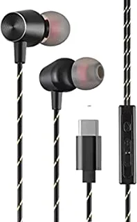 Datazone DZ-ET08 18x9*3 CM headphone, type-c headset, high definition, in-ear, noise isolating, heavy deep bass for samaung , hawawi ,lenovo, htc, Wired Black