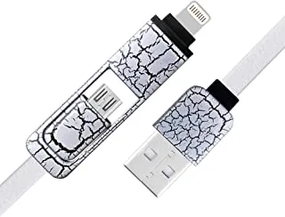 Datazone 2 in 1 USB Charging Cable Flat، Multi Connector DZ-CH 2 In 1 (White) 101