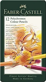 Faber-Castell Polychromos Colour Pencil 12-Pieces, Assorted Colour