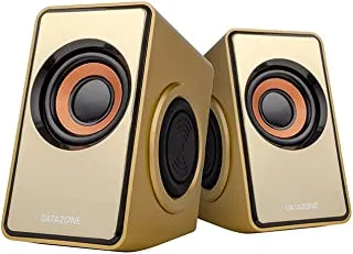 Datazone 2.0 Multimedia Speaker, Volume Control, Made Following The Highest Quality Standards, With Contemporary Design And Excellent Sound Quality Devices System, For Desktop, Windows Dz T-007 Gold.