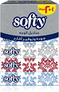 Softy Facial Tissue, 2 PLY, 6 Tissue Boxes x 70 Sheets, Economy Tissue Paper for Face & Hands