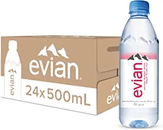 Evian Mineral Water, Naturally Filtered Drinking Water, Bottled Water Crafted By Nature, 500 ml - Pack of 24