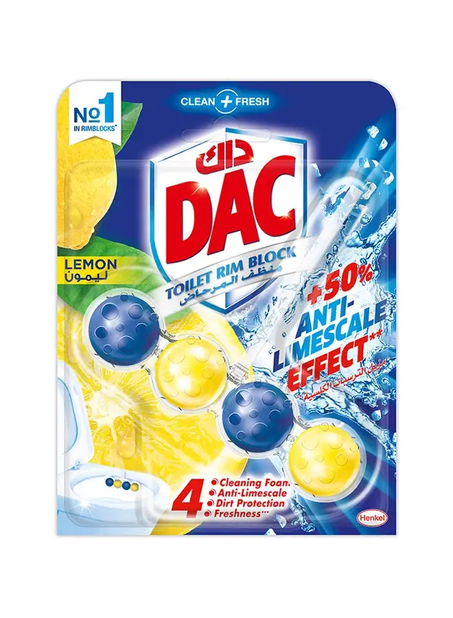 Dac Clean And Fresh Toilet Rim Block With Four Function Formula And Air Freshener Affect Lemon 50grams