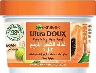 Garnier Ultra Doux Repairing Papaya 3-In-1 Hair Food For Damaged Hair 390Ml